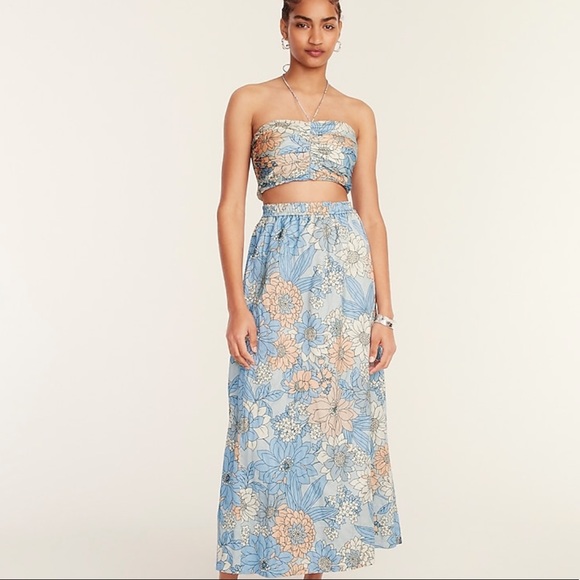 NWT J Crew Collection textured satin skirt set in zinnia floral - Size XL